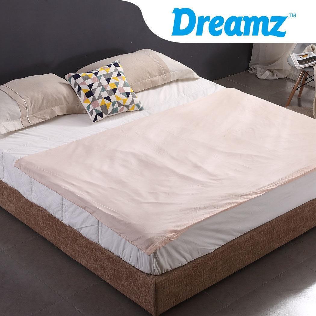 DreamZ 121x92cm Cotton Anti Anxiety Weighted Blanket Cover Protector Beige DreamZ