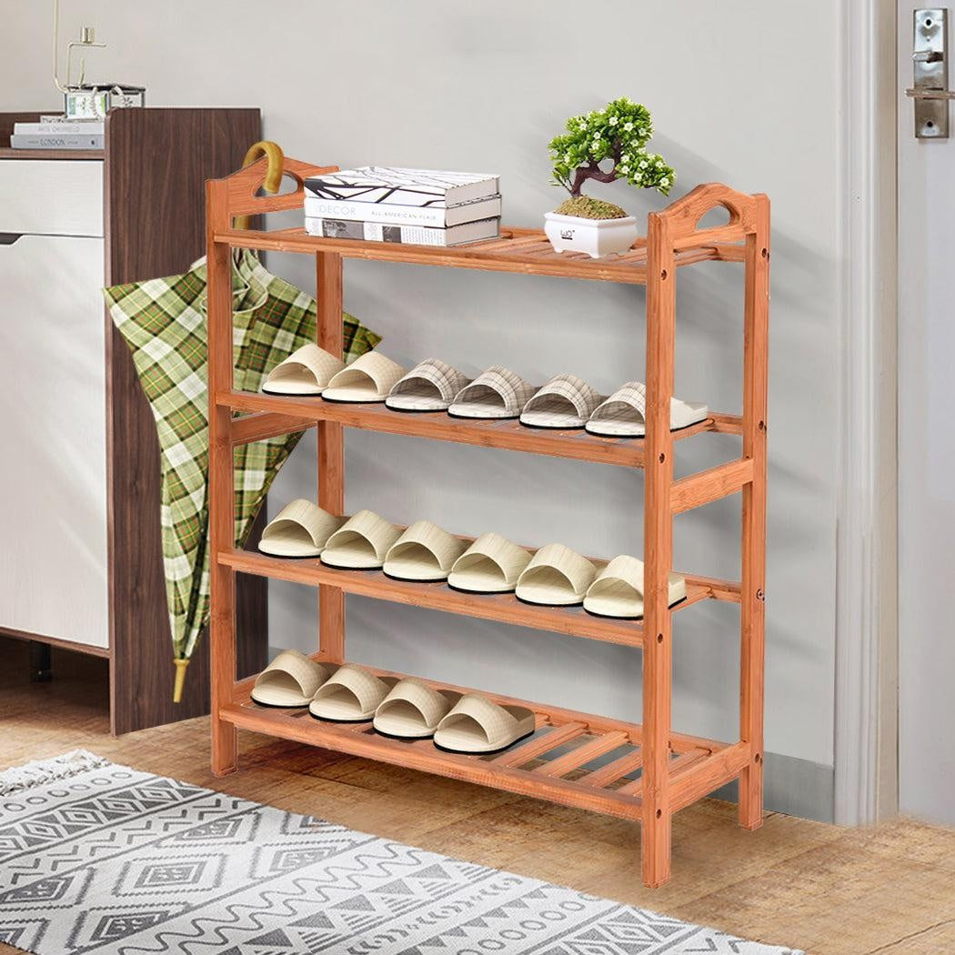 2x Levede 4 Tier Bamboo Shoe Rack Shoes Organizer Storage Shelves Stand Shelf Deals499