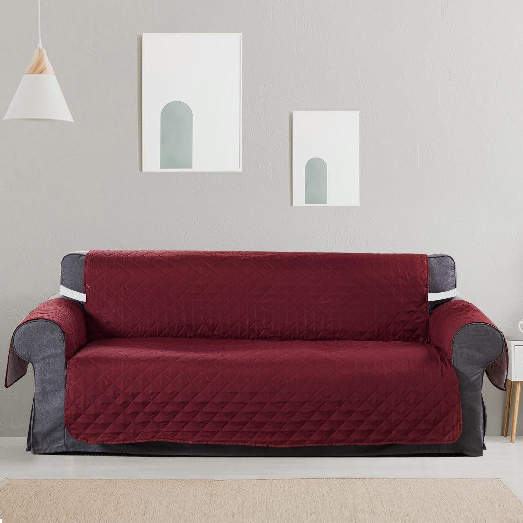 Sofa Cover Couch Lounge Protector Quilted Slipcovers Waterproof Wine 335cm x 218cm Deals499