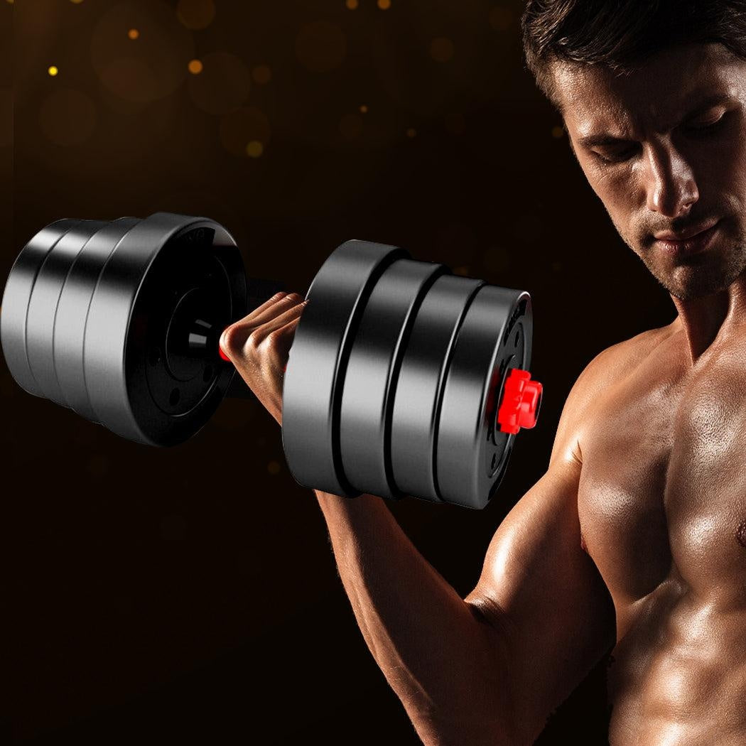 Dumbbells Barbell Weight Set 30KG Adjustable Rubber Home GYM Exercise Fitness Deals499