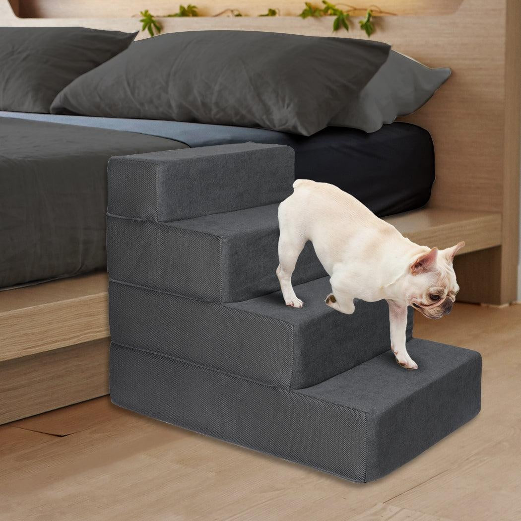 PaWz Pet Stairs 4 Step Ramp Portable Adjustable Climbing Ladder Soft Washable Deals499