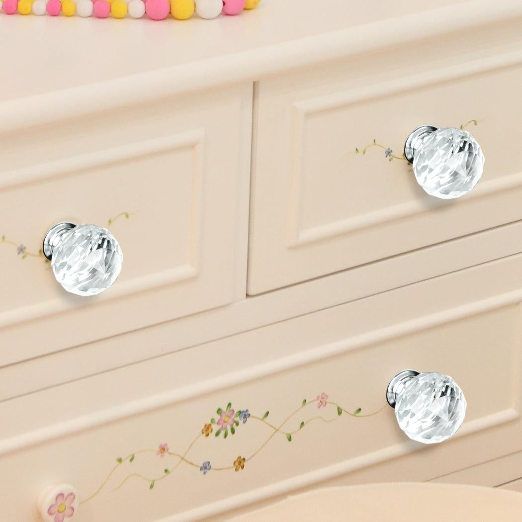 30mm 10Pack Clear Crystal Glass Door Pull Knobs Knob Drawer Handle Cabinet +Screw Deals499