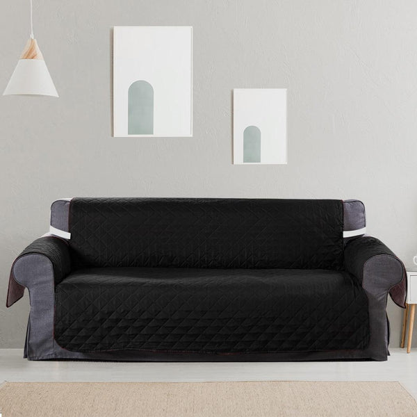 Sofa Cover Couch Lounge Protector Quilted Slipcovers Waterproof Black 335cm x 218cm Deals499