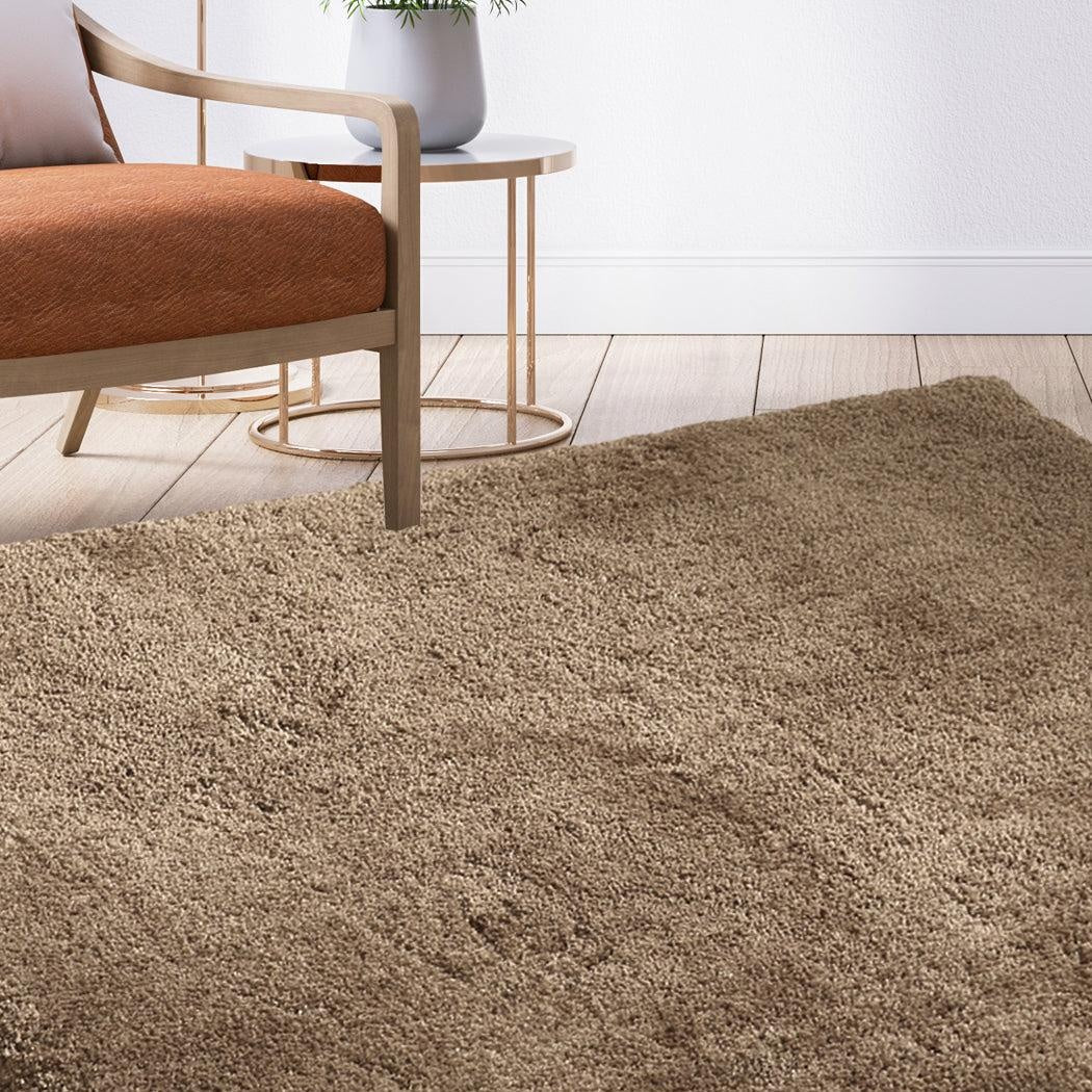 Ultra Soft Anti Slip Rectangle Plush Shaggy Floor Rug Carpet in Taupe 90x150cm Deals499