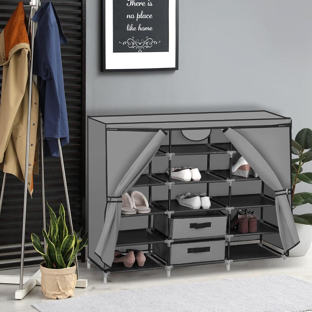 Shoe Rack DIY Portable Storage Cabinet Organiser Stackable Shelf Organizer Grey Deals499