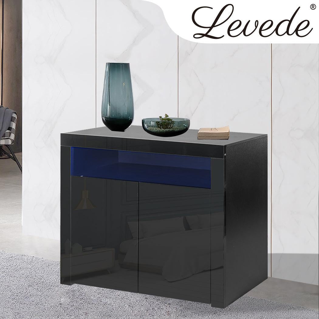 Levede Buffet Sideboard Storage Cabinet Modern High Gloss Furniture LED Black Deals499
