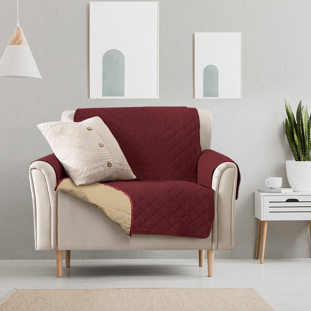 Sofa Cover Couch Lounge Protector Quilted Slipcovers Waterproof Beige and Khaki 165cm x 190cm Deals499