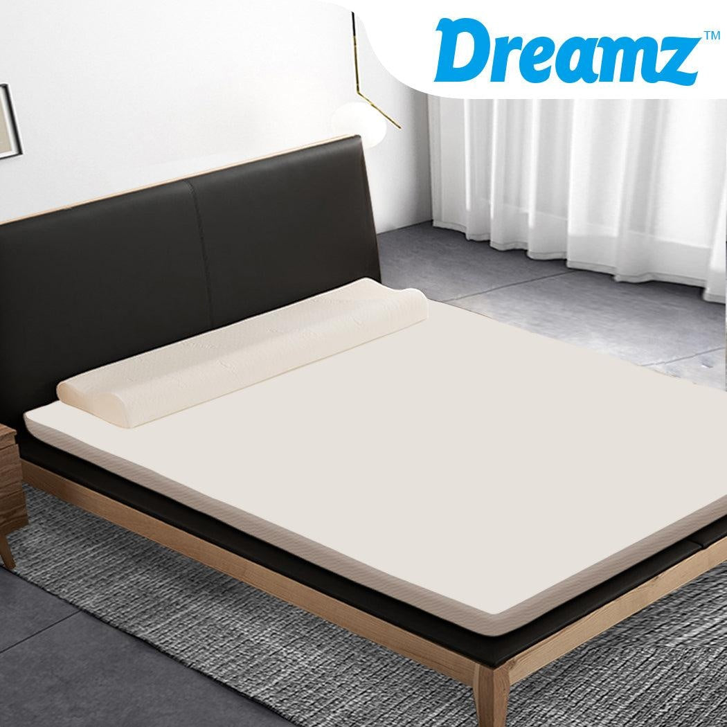 DreamZ 7cm Memory Foam Bed Mattress Topper Polyester Underlay Cover Queen Deals499