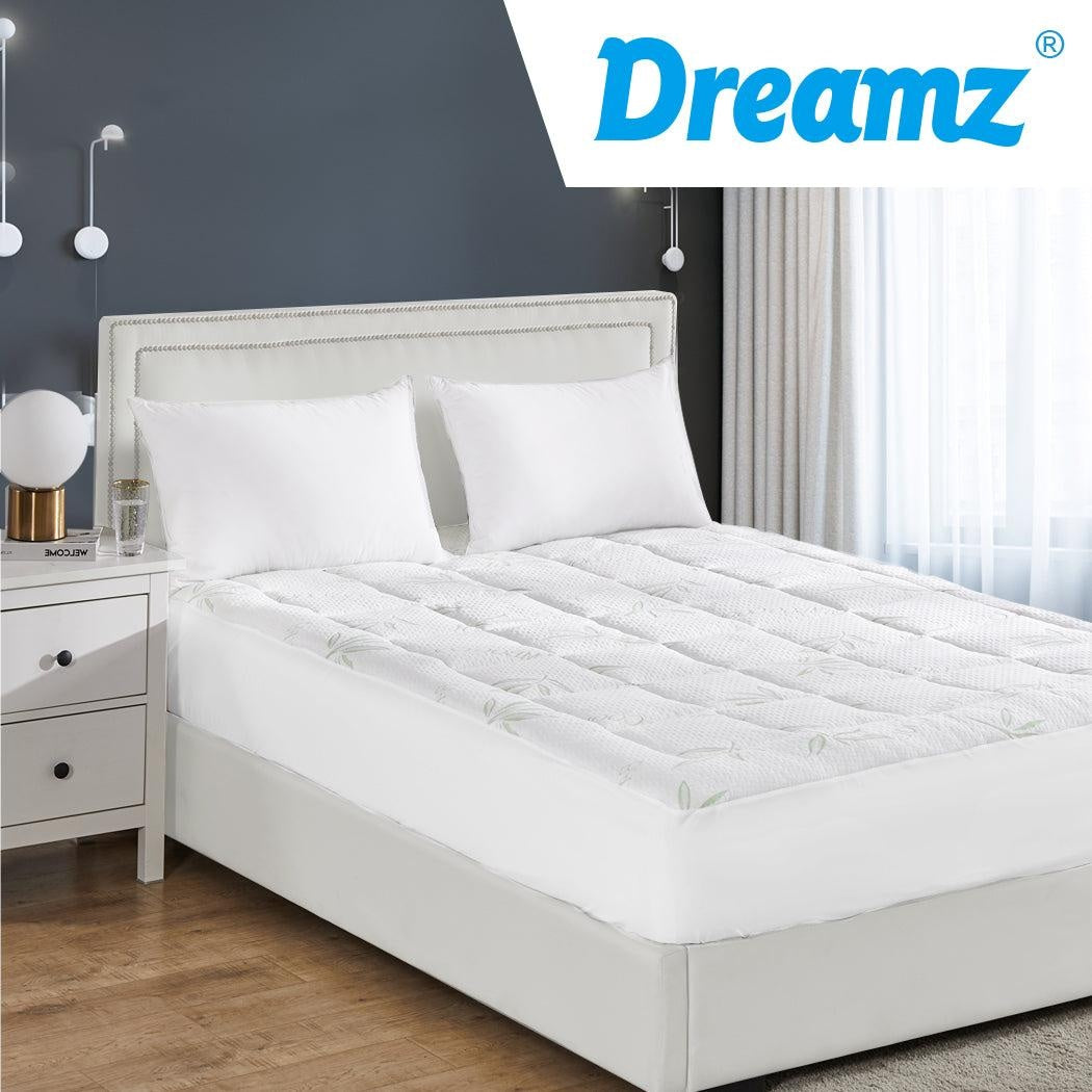 Dreamz Bamboo Pillowtop Mattress Topper Protector Waterproof Cover King Single Deals499