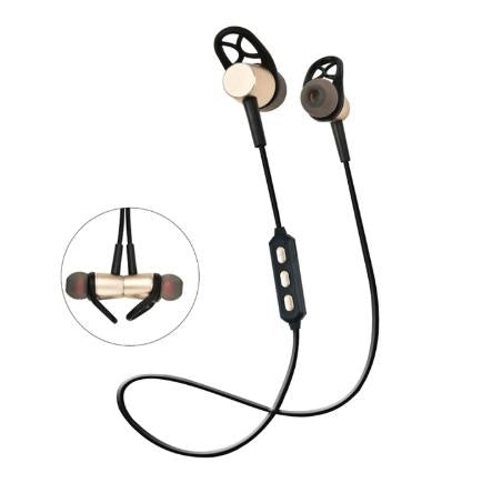 Bluetooth Wireless Headset Magnetic Sports Eeadphones Gold Deals499