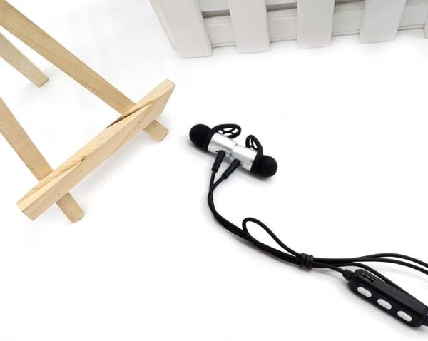 Bluetooth Wireless Headset Magnetic Sports Earphones Silver Deals499