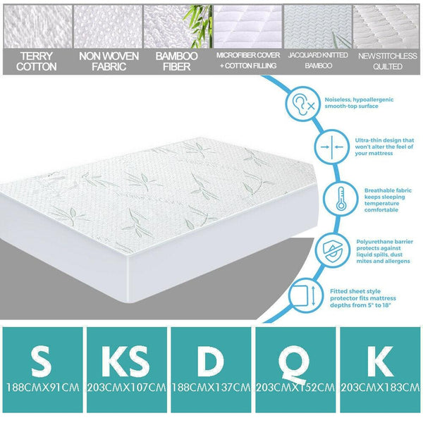 DreamZ Fitted Waterproof Bed Mattress Protectors Covers Single Deals499