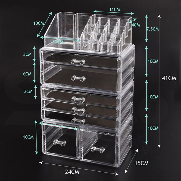 Cosmetic 8 Drawer Makeup Organizer Storage Jewellery Holder Box Acrylic Display Deals499