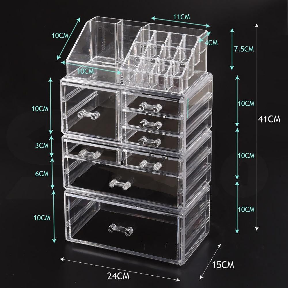 Cosmetic 8 Drawer Makeup Organizer Storage Jewellery Holder Box Acrylic Display Deals499