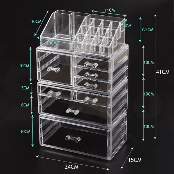 Cosmetic 8 Drawer Makeup Organizer Storage Jewellery Holder Box Acrylic Display Deals499