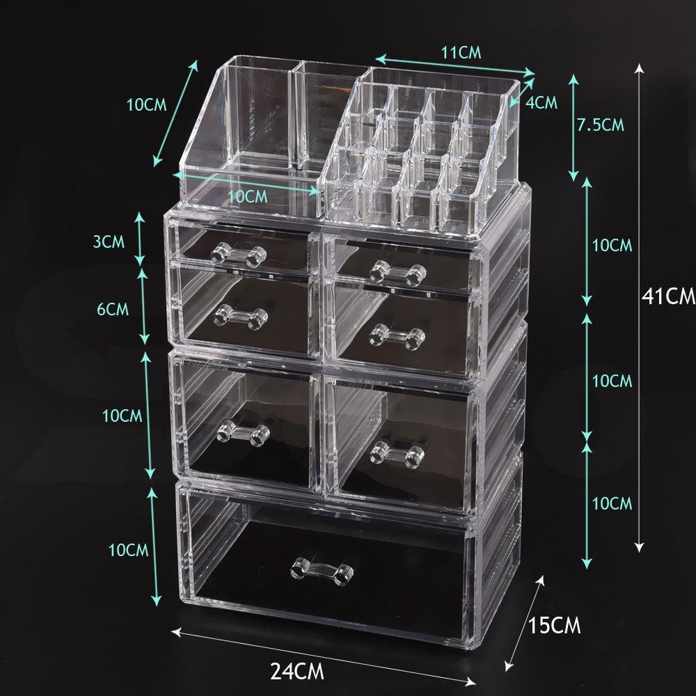 Cosmetic 8 Drawer Makeup Organizer Storage Jewellery Holder Box Acrylic Display Deals499