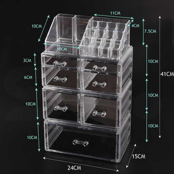 Cosmetic 8 Drawer Makeup Organizer Storage Jewellery Holder Box Acrylic Display Deals499