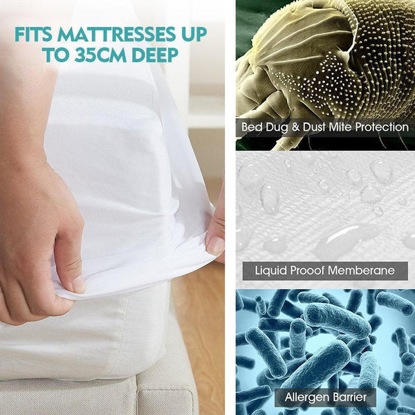 DreamZ Fitted Waterproof Mattress Protector with Bamboo Fibre Cover King Single Deals499