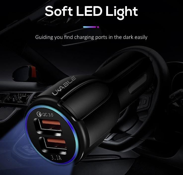 Cedrix Super-fast Charging PD QC3.0 Portable Smart Dual USB Mobile Car Charger Adapter Deals499