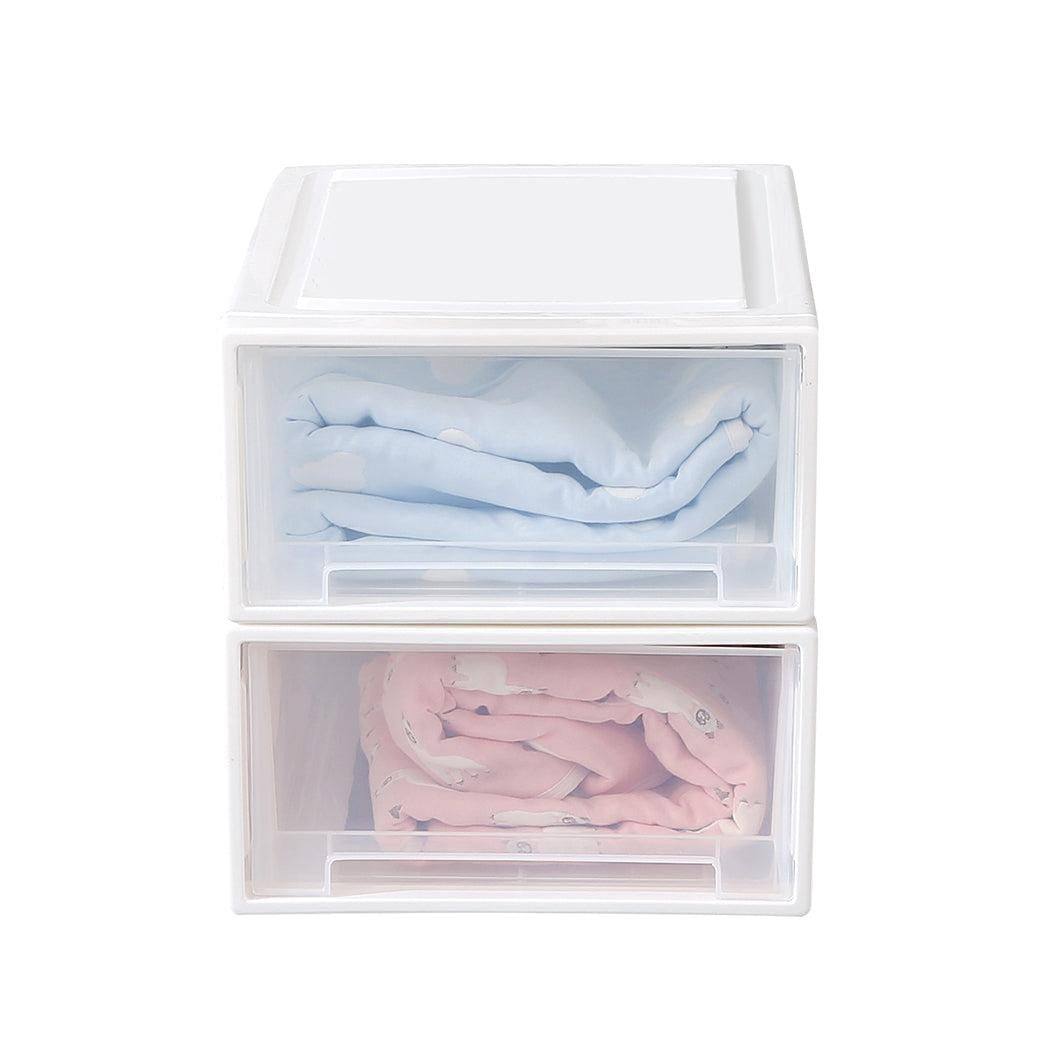 Storage Drawers Set Cabinet Tool Organiser Box Drawer Plastic Stackable 2PK S Deals499