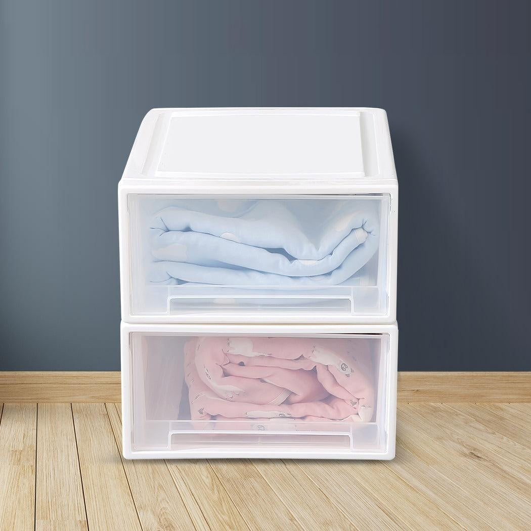 Storage Drawers Set Cabinet Tool Organiser Box Drawer Plastic Stackable 2PK S Deals499