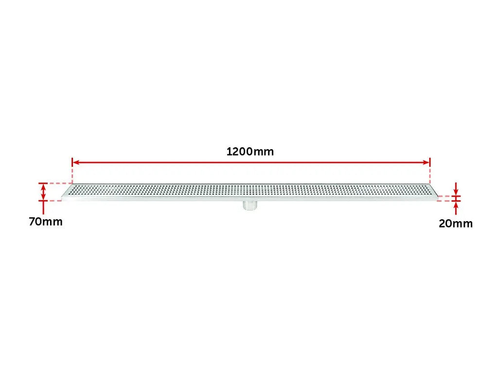 1200mm Bathroom Shower Stainless Steel Grate Drain w/Centre outlet Floor Waste Square Pattern Deals499
