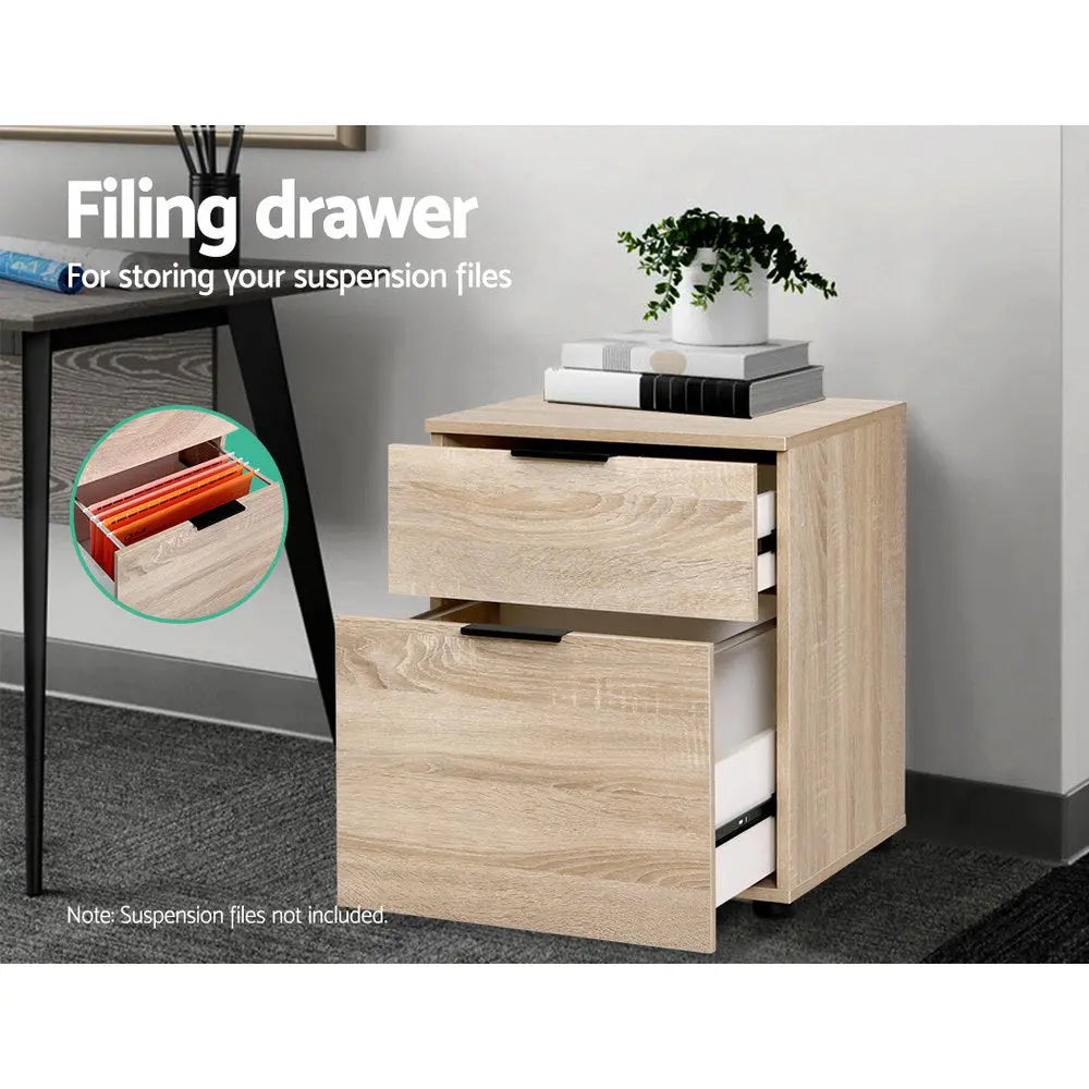 2 Drawer Filing Cabinet Office Shelves Storage Drawers Cupboard Wood File Home Deals499