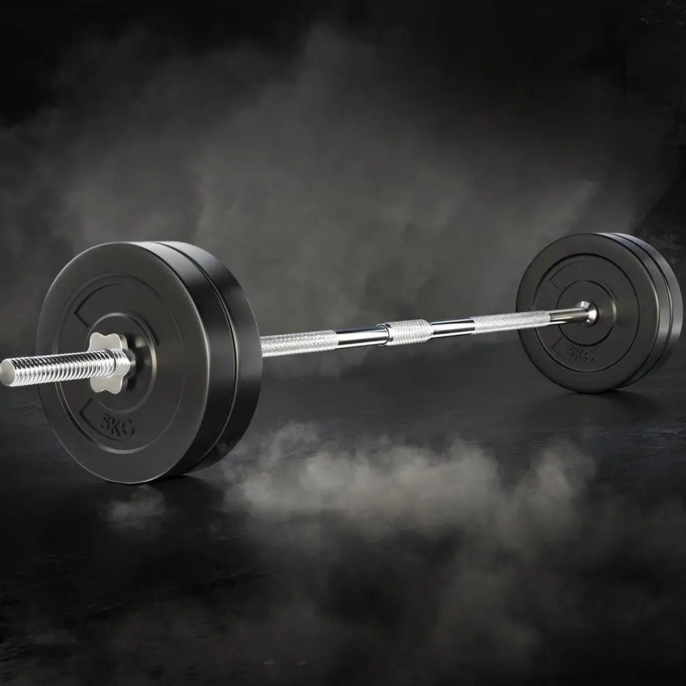 28KG Barbell Weight Set Plates Bar Bench Press Fitness Exercise Home Gym 168cm Deals499
