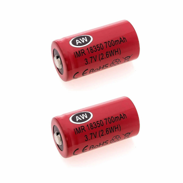 2x AW IMR 18350 Rechargeable Batteries -  700mAh 3.7V Lithium Li-ion Battery from Deals499 at Deals499