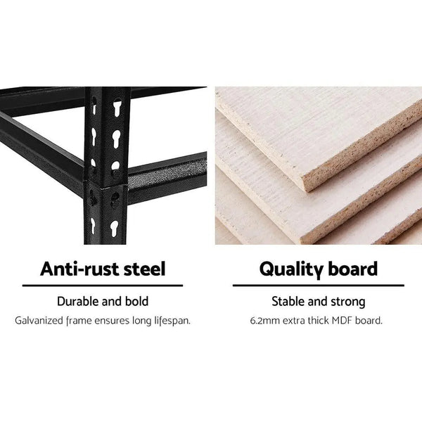 2x1.8M 5-Shelves Steel Warehouse Shelving Racking Garage Storage Rack Black Deals499