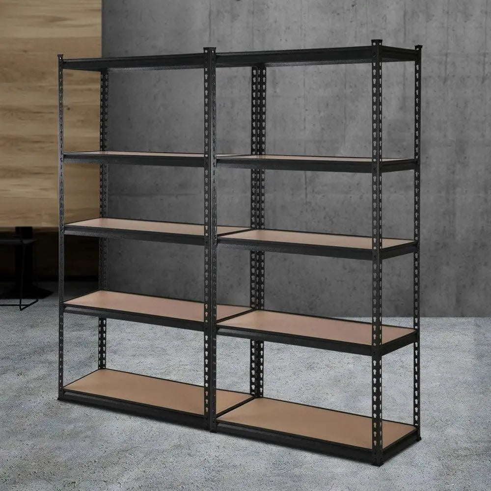 2x1.8M 5-Shelves Steel Warehouse Shelving Racking Garage Storage Rack Black Deals499