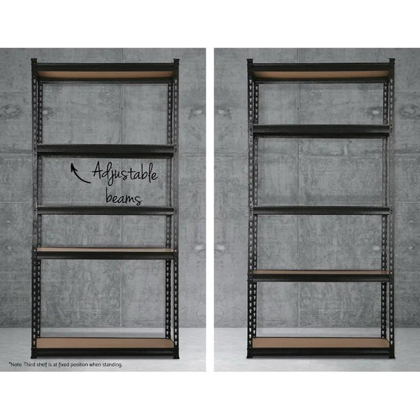 5x1.8M 5-Shelves Steel Warehouse Shelving Racking Garage Storage Rack Black Deals499