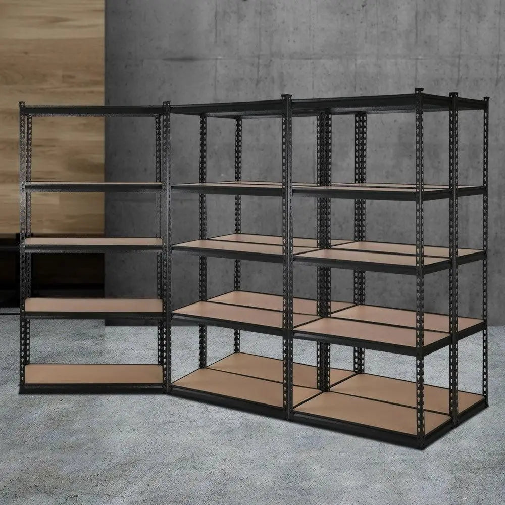 5x1.8M 5-Shelves Steel Warehouse Shelving Racking Garage Storage Rack Black Deals499