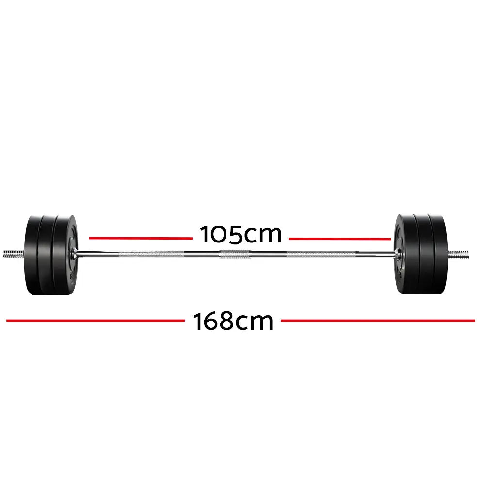 68KG Barbell Weight Set Plates Bar Bench Press Fitness Exercise Home Gym 168cm Deals499