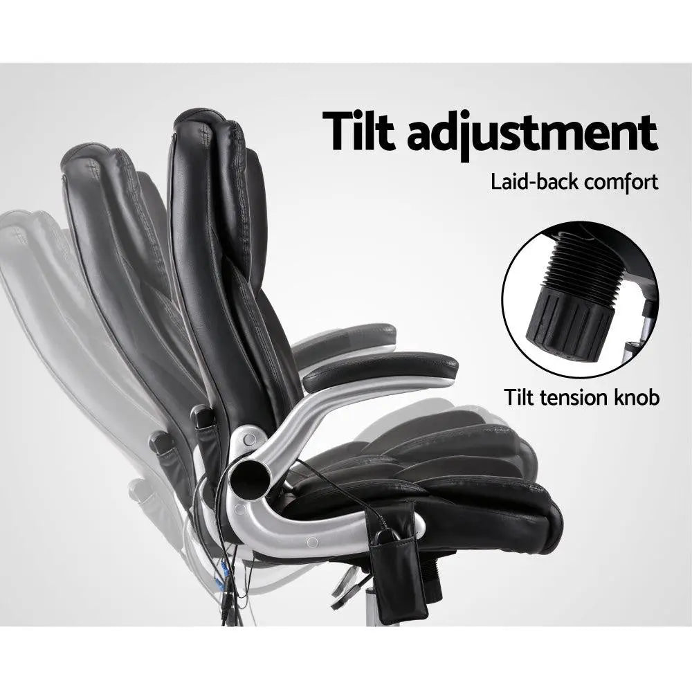 8 Point PU Leather Massage Chair - Black Deals499
