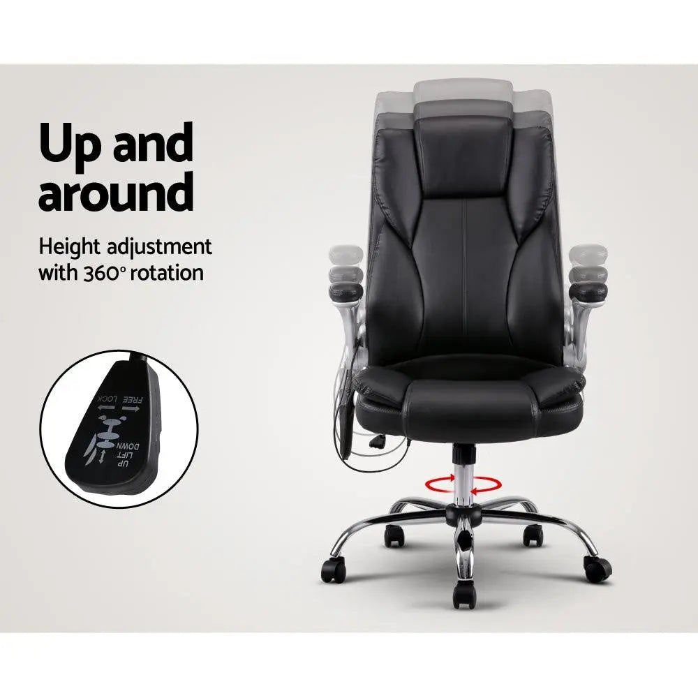 8 Point PU Leather Massage Chair - Black Deals499