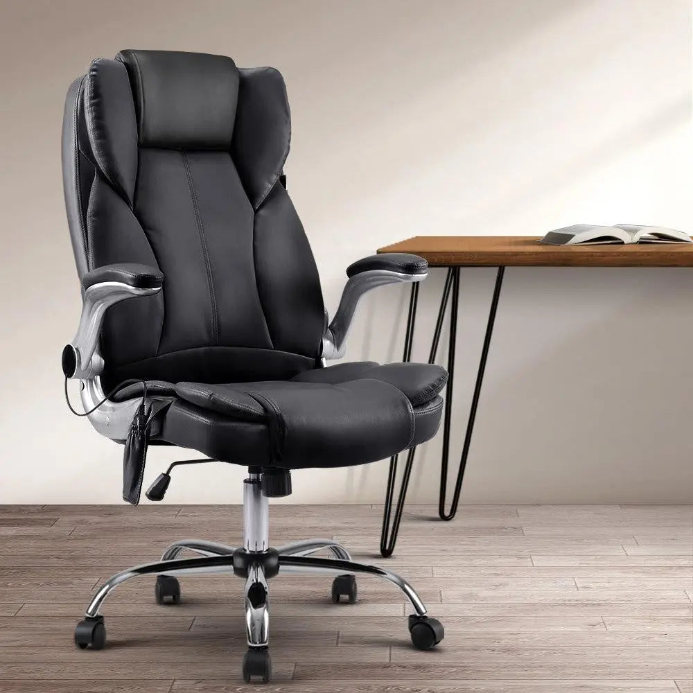 8 Point PU Leather Massage Chair - Black Deals499