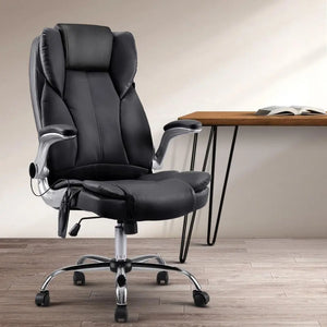 8 Point PU Leather Massage Chair - Black Deals499