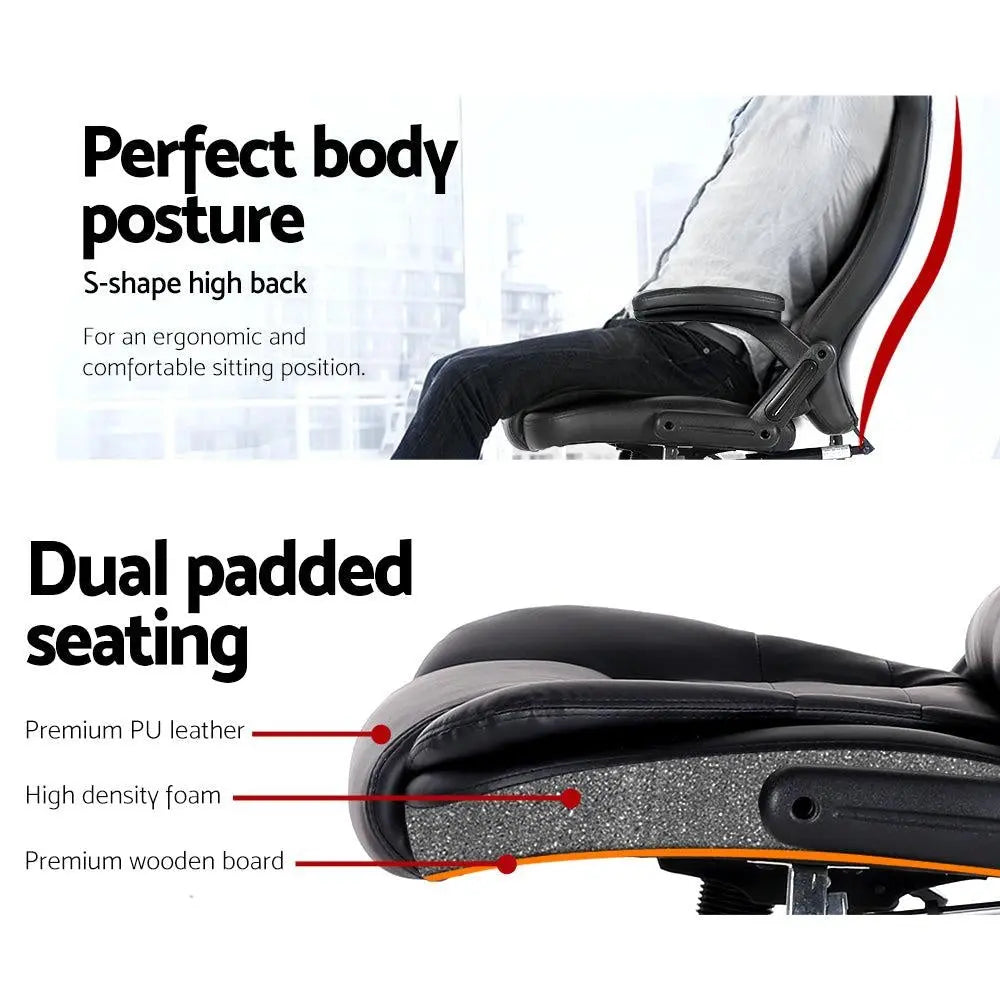 8 Point PU Leather Reclining Massage Chair - Black Deals499