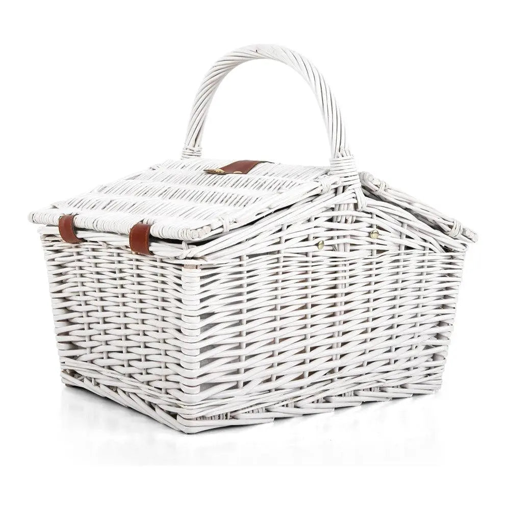 Alfresco 2 Person Picnic Basket Baskets White Deluxe Outdoor Corporate Blanket Park Deals499