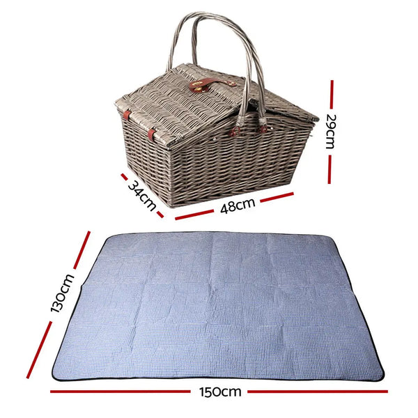 Alfresco 4 Person Picnic Basket Deluxe Baskets Outdoor Insulated Blanket Deals499