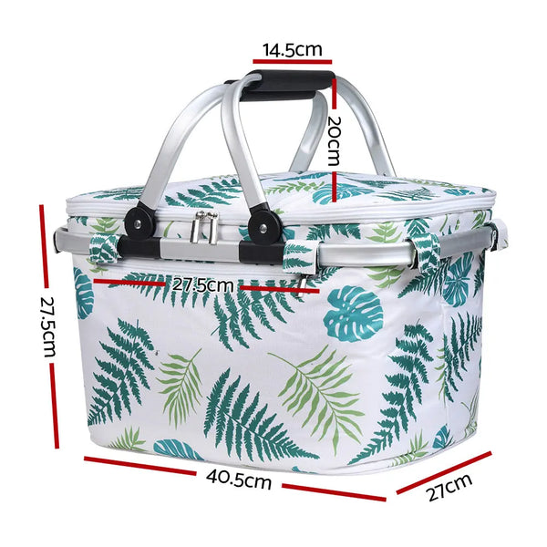 Alfresco Folding Picnic Bag Basket Hamper Camping Hiking Insulated Lunch Cooler Deals499