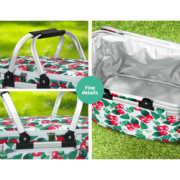 Alfresco Picnic Bag Basket Hamper Camping Hiking Insulated Lunch Cooler Folding Deals499