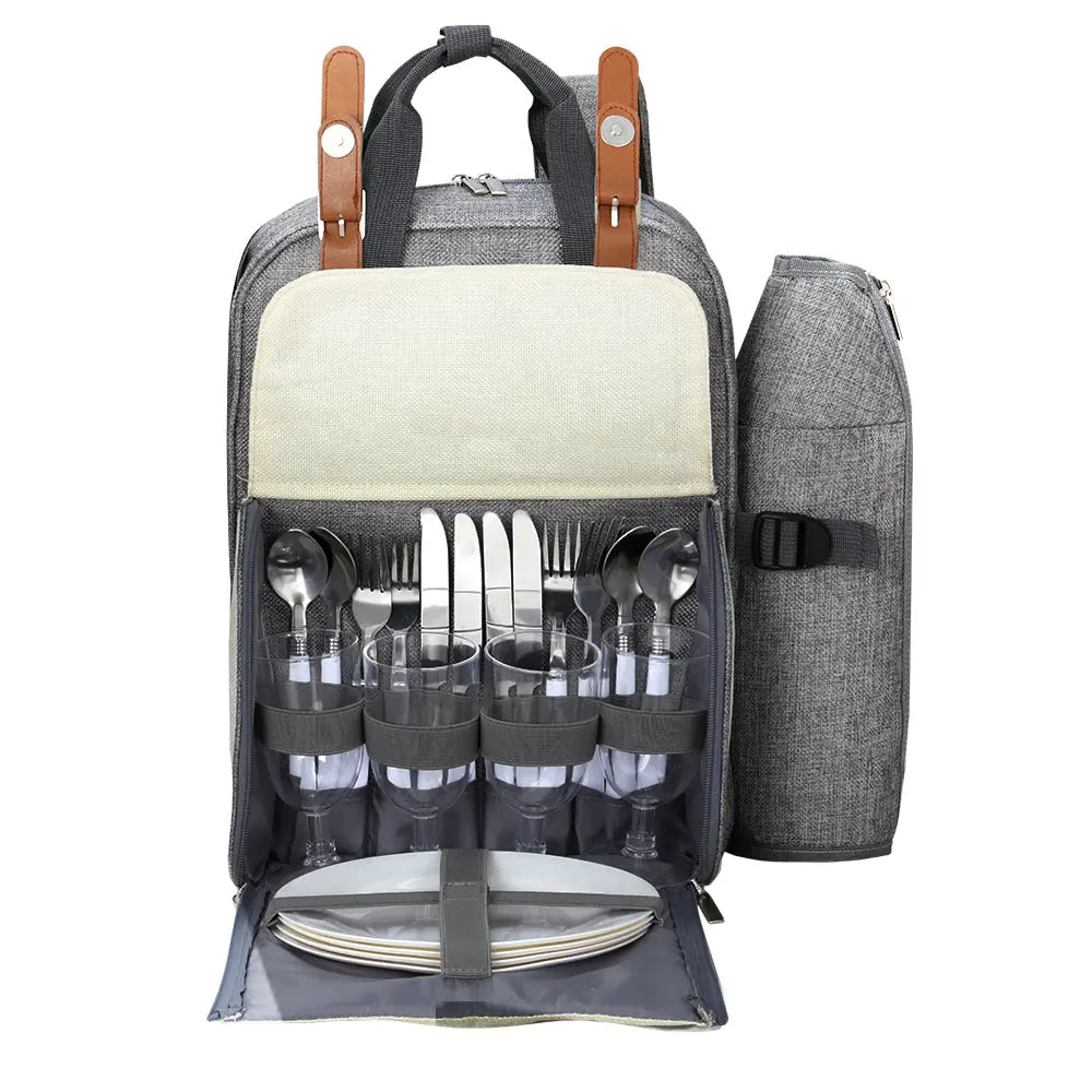 Alfresco Picnic Basket Backpack Set Cooler Bag 4 Person Outdoor Insulated Liquor Deals499