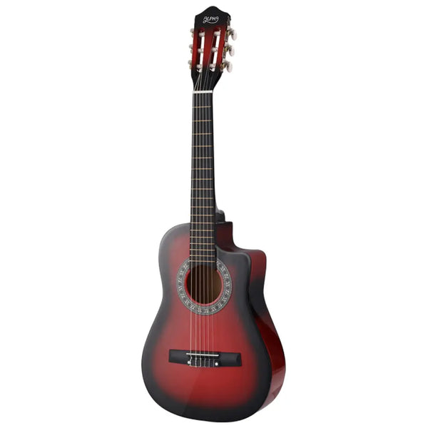 Alpha 34" Inch Guitar Classical Acoustic Cutaway Wooden Ideal Kids Gift Children 1/2 Size Red with Capo Tuner Deals499
