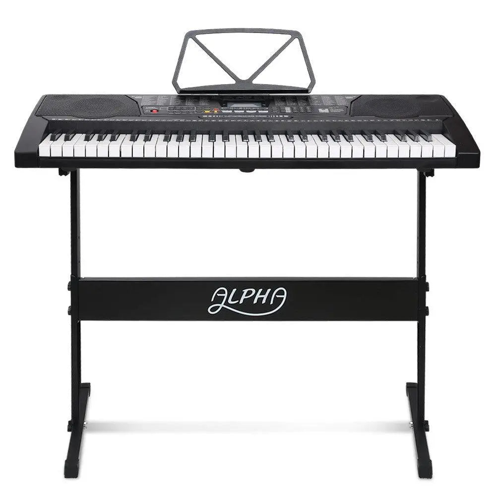 Alpha 61 Key Lighted Electronic Piano Keyboard LCD Electric w/ Holder Music Stand Deals499