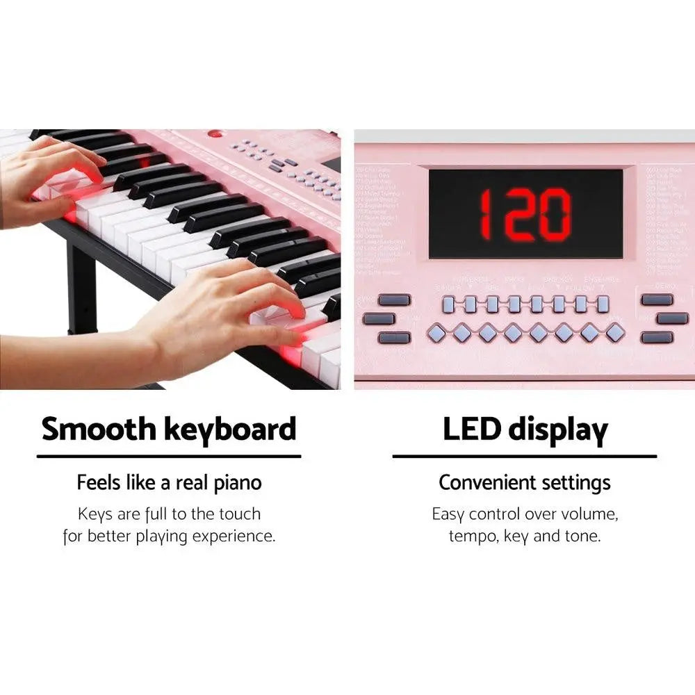 Alpha 61 Key Lighted Electronic Piano Keyboard LED Electric Holder Music Stand Deals499