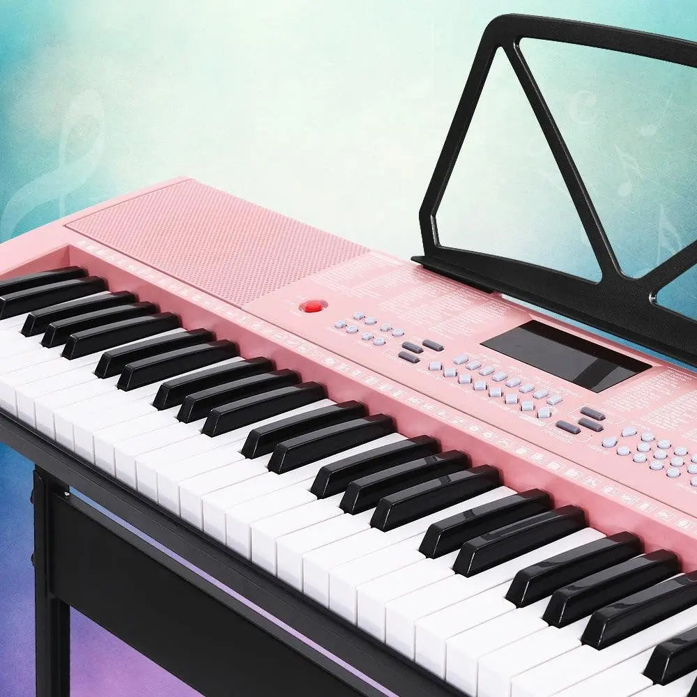 Alpha 61 Key Lighted Electronic Piano Keyboard LED Electric Holder Music Stand Deals499