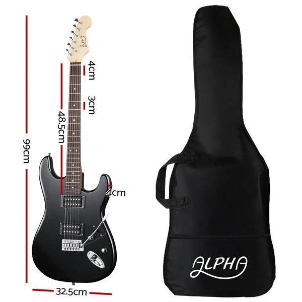 Alpha Electric Guitar Music String Instrument Rock Black Carry Bag Steel String Deals499
