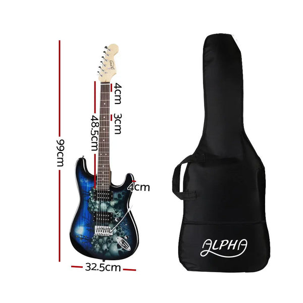 Alpha Electric Guitar Music String Instrument Rock Blue Carry Bag Steel String Deals499
